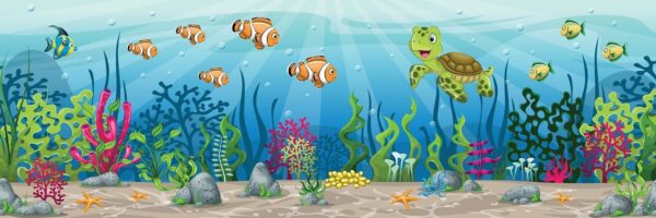 Peinture murale Poisson et tortue