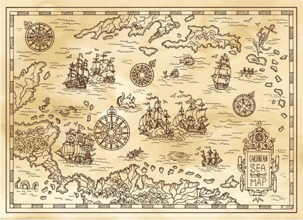 Peinture murale Carte pirate