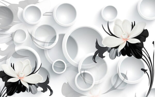 Peinture murale Fleurs blanches 3D