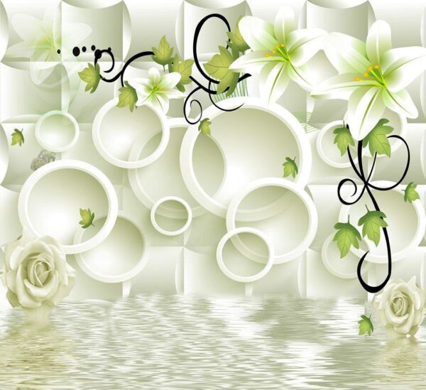 Papier peint Fleurs sur le mur