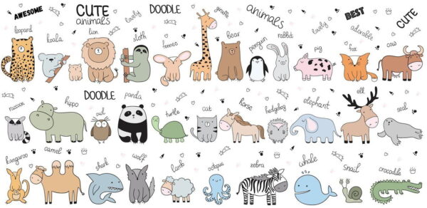 Peinture murale Animaux mignons