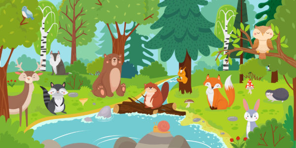 Peinture murale Animaux de la forêt