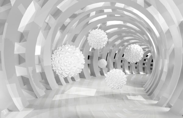 Peinture murale Tunnel et Sphères 3D