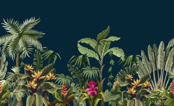 Peinture murale Jungle la nuit