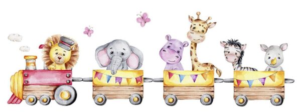 Peinture murale Train des animaux