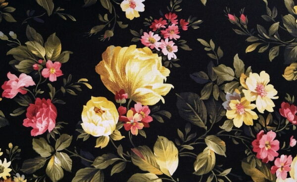 Peinture murale Fleurs sur fond noir