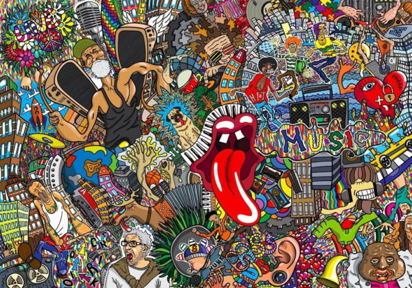 Peinture murale Collage de musique