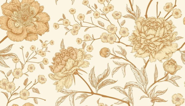 Sticker mural Fleurs marron