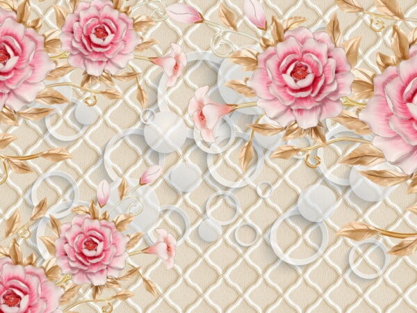 Peinture murale Beige avec des roses