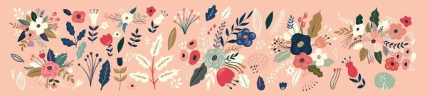 Peinture murale Fleurs en rose