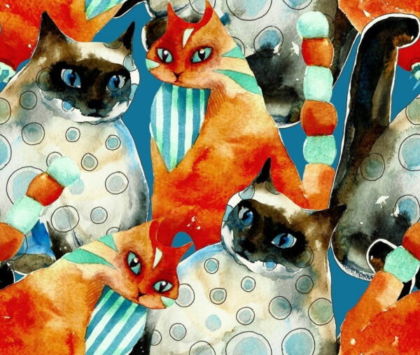 Peinture murale Chats colorés