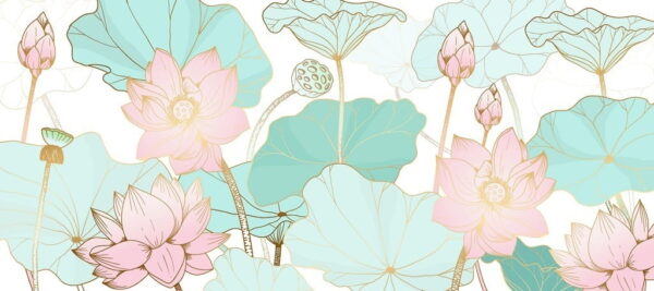 Peinture murale Fleurs bleues