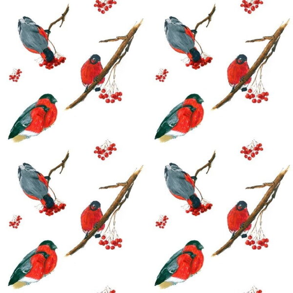 Peinture murale Oiseaux et sorbier