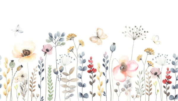 Sticker mural Fleurs pastel