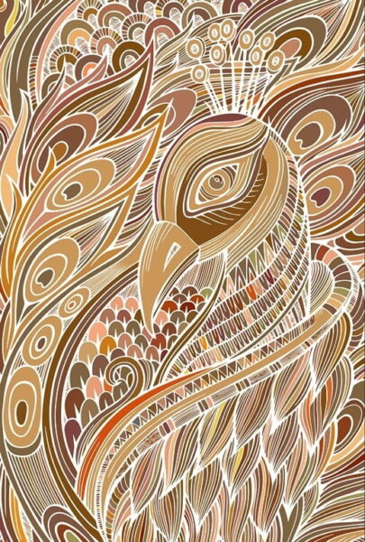 Peinture murale Paon graphique