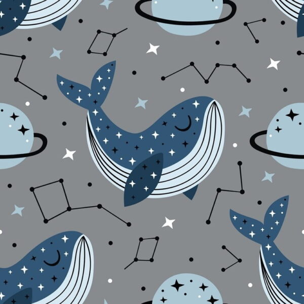 Peinture murale Dauphins et étoiles