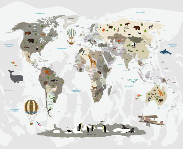 Peinture murale Carte du monde en polonais