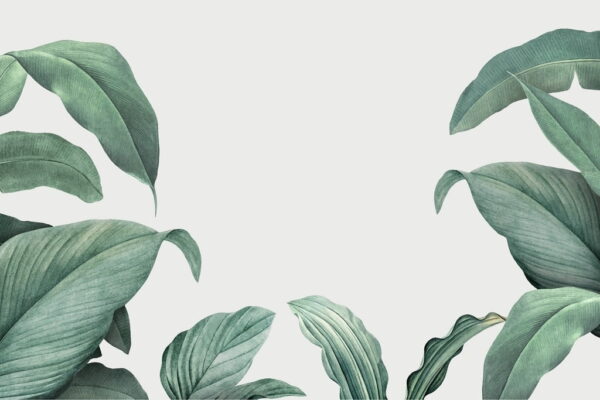 Peinture murale Feuilles sur beige