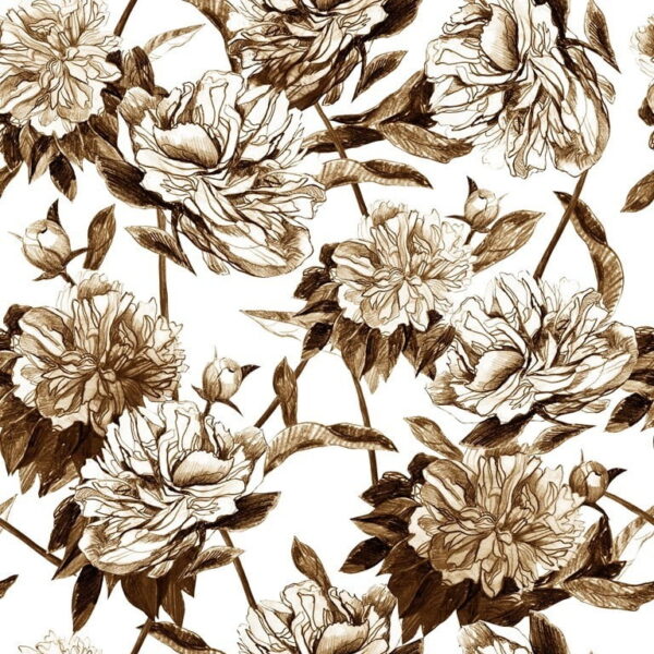 Peinture murale Fleurs en Beige