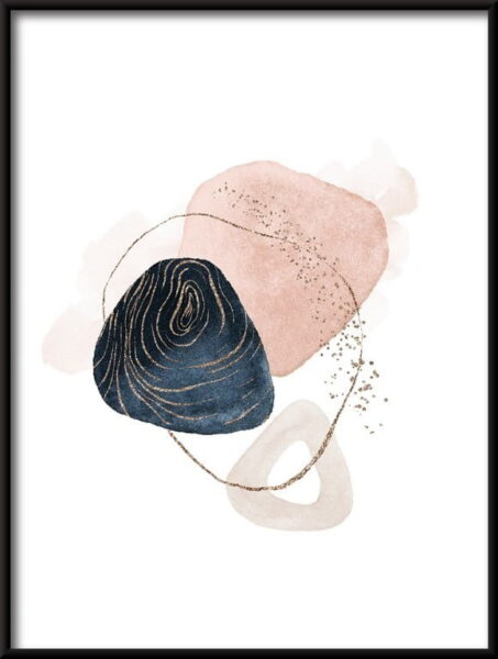 Affiche abstraction beige-bleu