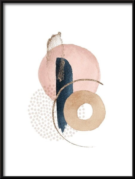 Affiche abstraction beige-bleu