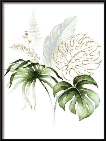 Bouquet de feuilles tropicales Poster