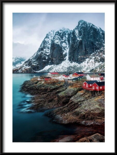 Affiche Maisons rouges en Norvège