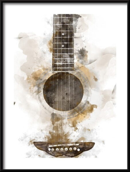 Guitare aquarelle Poster
