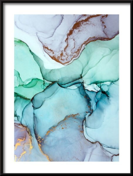 Affiche aquarelles bleues