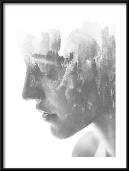Portrait de femme aquarelle Poster