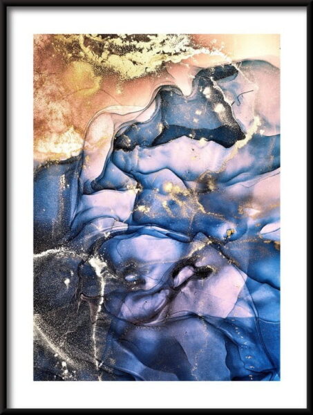 Affiche d'abstraction bleu-or