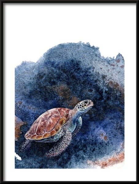 Tortue dans l'affiche de l'océan