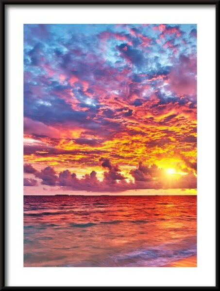 Affiche Coucher de soleil aux Maldives