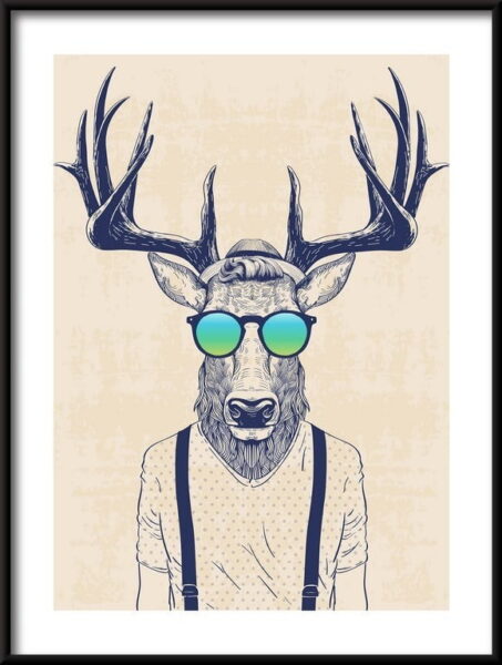 Affiche de cerf hipster