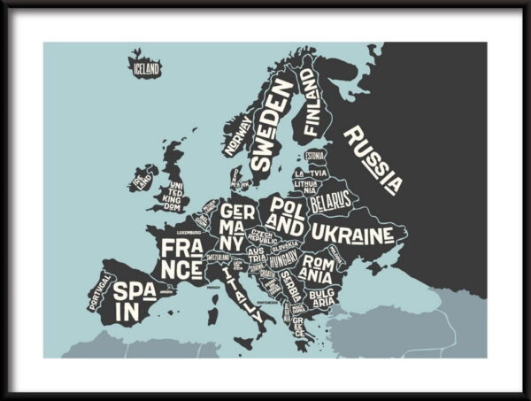 Affiche de la carte de l'Europe