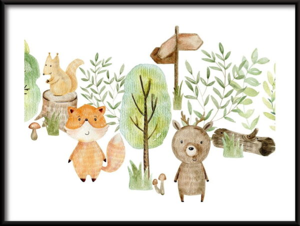 Affiche animaux de la forêt