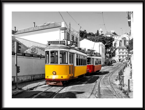 Tramway dans les rues de l'affiche de Lisbonne
