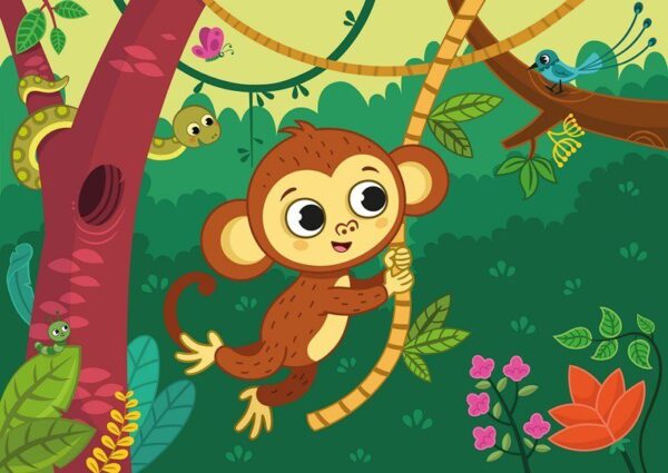 Peinture murale Singe mignon