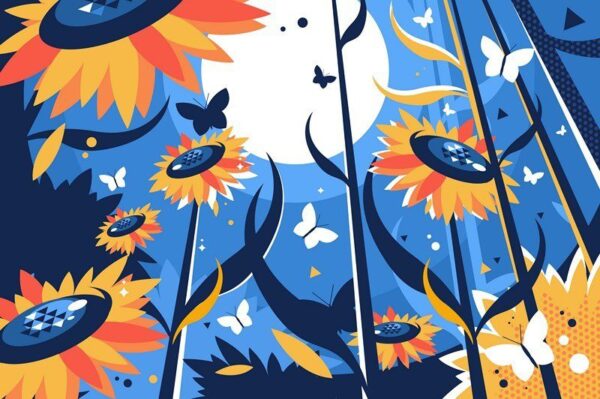 Peinture murale Champ de tournesols