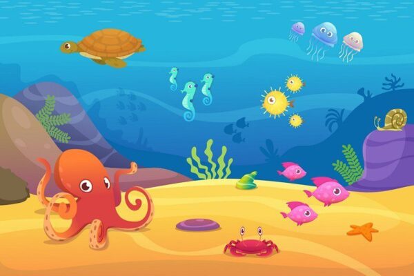 Peinture murale Vie sous-marine