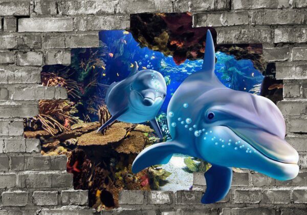 Peinture murale Dauphin 3D