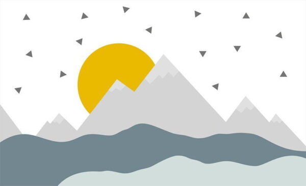 Peinture murale Le soleil derrière les montagnes