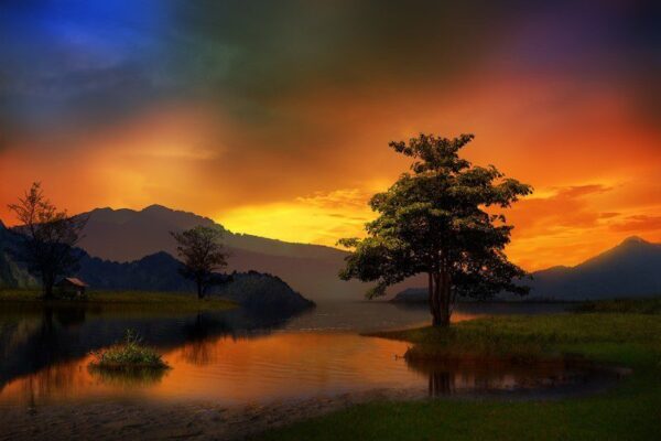 Peinture murale Coucher de soleil
