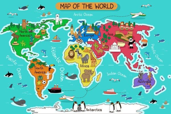 Peinture murale Carte du monde