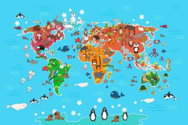 Peinture murale Carte du monde