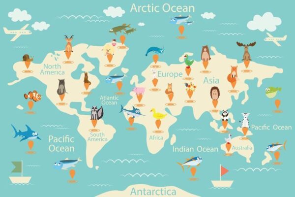 Peinture murale Carte du monde