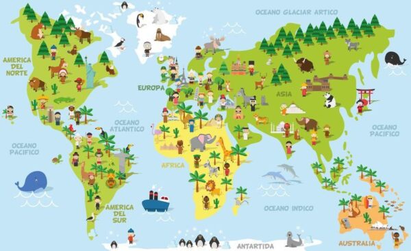 Peinture murale Carte du monde
