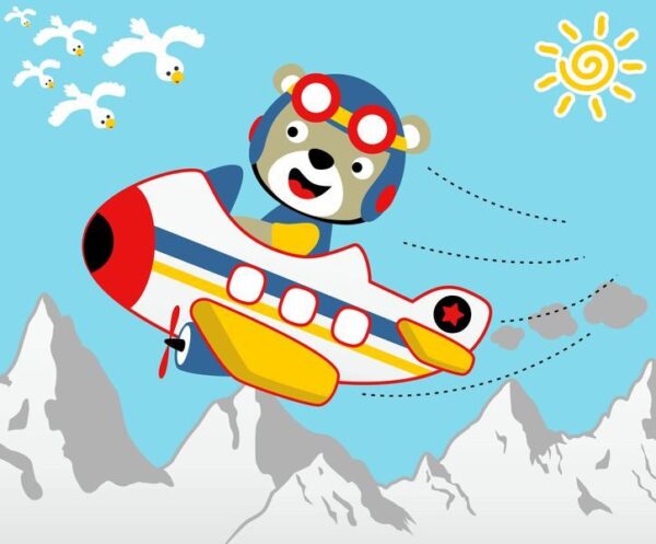 Peinture murale Ours en peluche dans l'avion