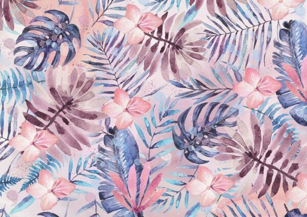 Peinture murale Feuilles en rose