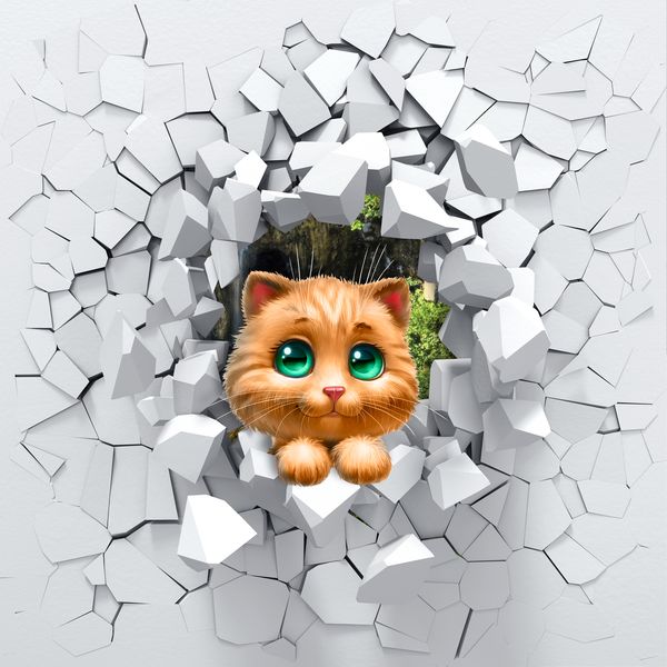 Peinture murale Chaton